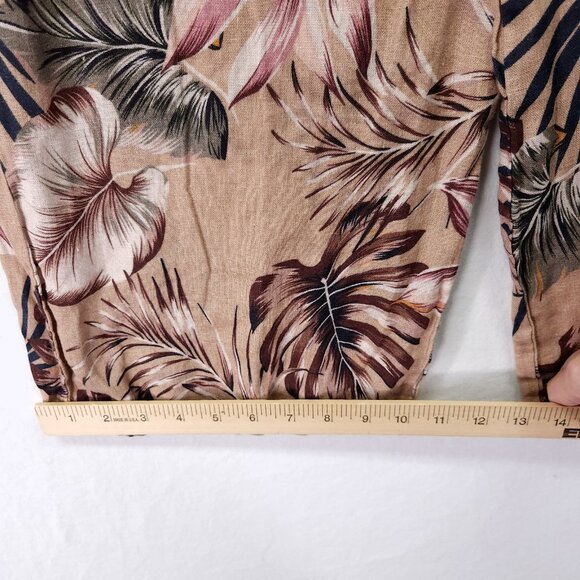 Elie Tahari 100% Linen Cropped Wide Leg Pants Size Small Tropical Beige - Picture 11 of 13